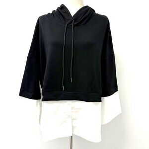 Kaktus Women's Plus Sweater Blouse Combo Hoodie Sweatshirt Size 1X Black NWT
